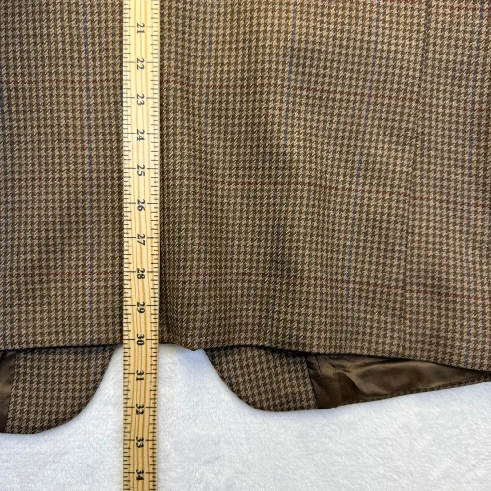 Ralph Ralph Lauren Mens 42R Brown Houndstooth Wool Blazer Sport Coat Canada Made
